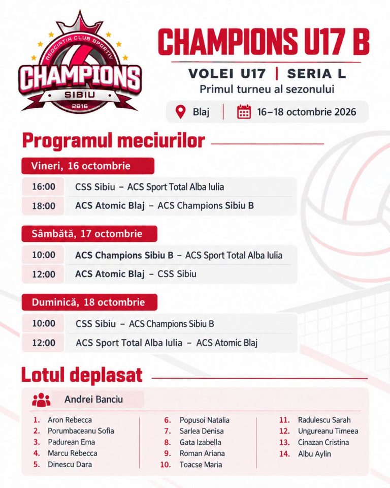 15.10.2026Primele Pantere Champions care intră în competițiile oficiale U17 ale sezonului 2026–2027 sunt fetele de la U17 B.