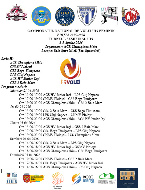 1.04.2026 Semifinala U19 aduce la Sibiu unele dintre cele mai puternice echipe din țară.