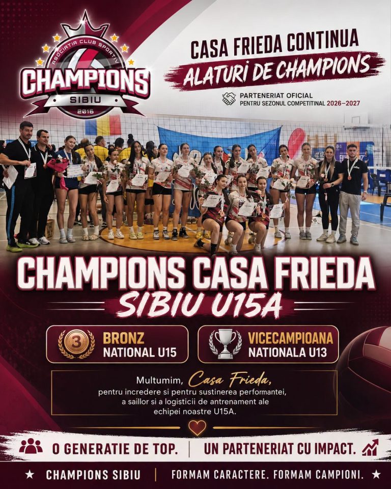 3.09.2026 CHAMPIONS Casa Frieda SIBIU U15A – un nume comun pentru un nou sezon de performanță